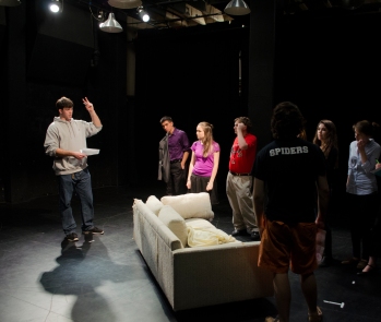 Joseph Webber (B.A. Candidate '15) directs scene changes in technical rehearsal